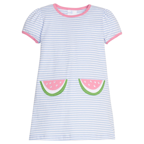 Applique Pocket Dress - Watermelon