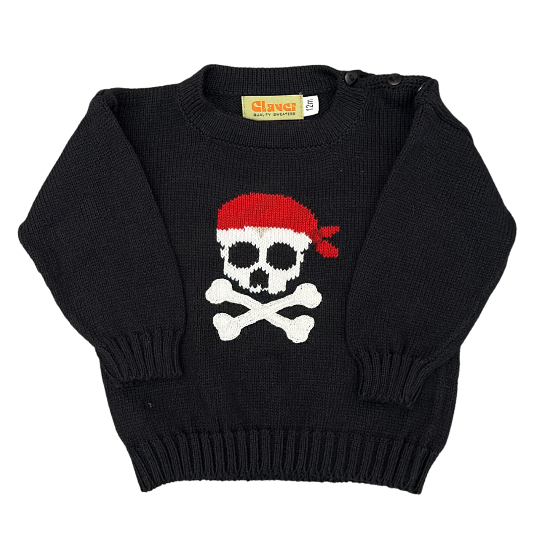 Black Crew Neck Sweater with Pirate