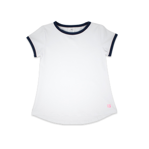 Bridget Basic T-Shirt- White w/ Navy (4)