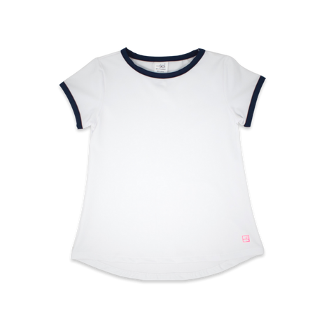 Bridget Basic T-Shirt- White w/ Navy