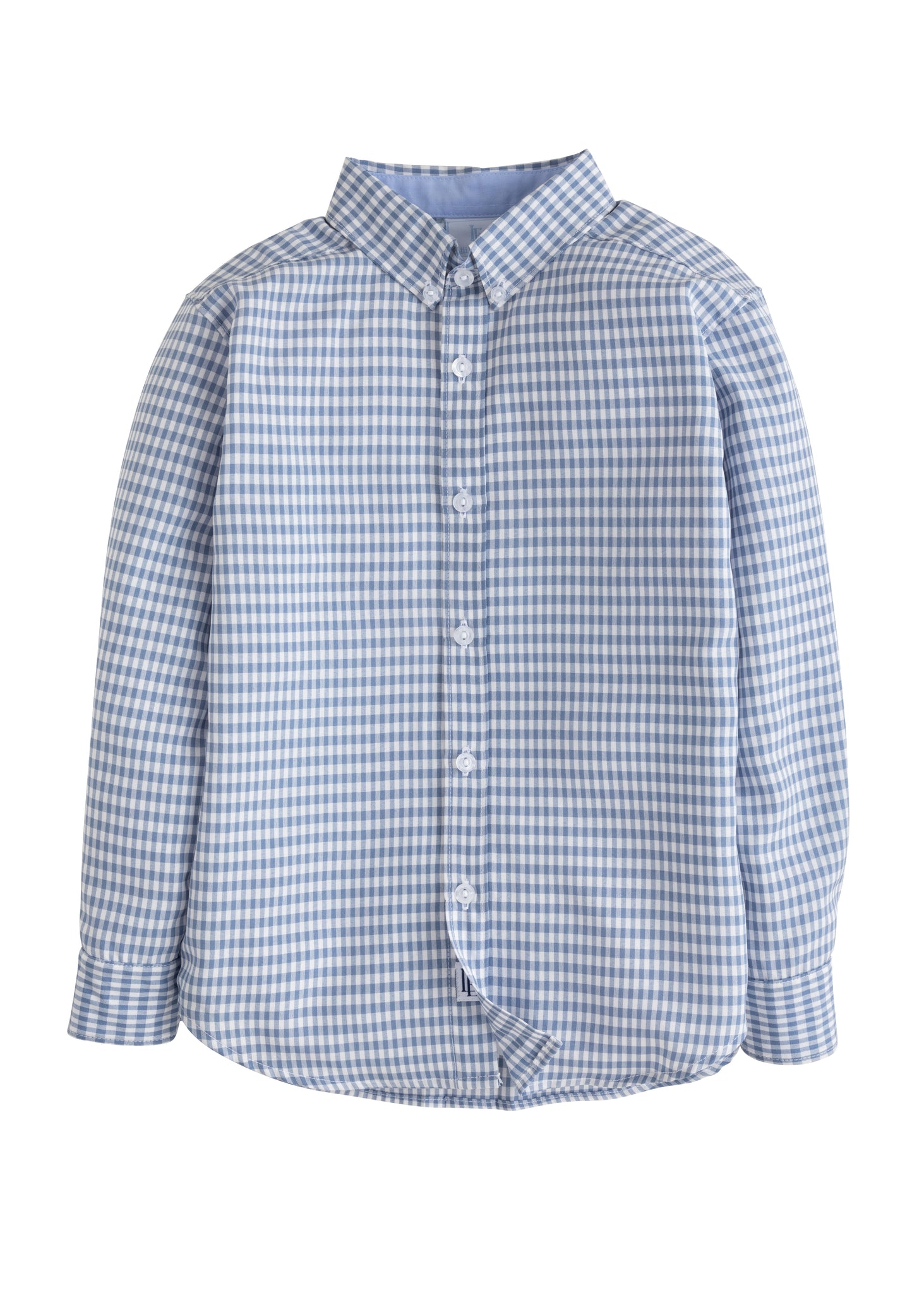 Button Down Shirt- Gray Blue Gingham (6, 7, 8)