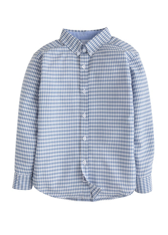 Button Down Shirt- Gray Blue Gingham
