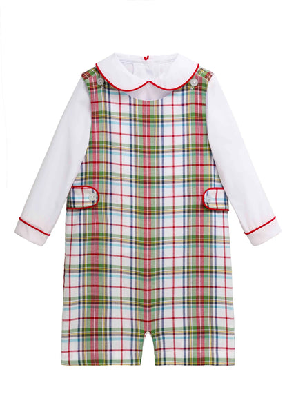 Button Tab John John Set - Douglas Plaid