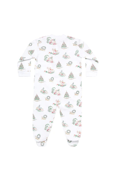 Christmas Toile Zipper Footie