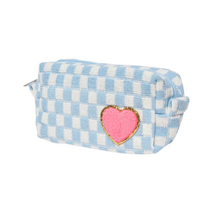 Blue and White Check Pouch