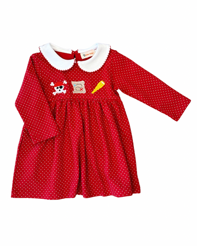 Red Dot Dress w/ Pirate Trio Embroidery