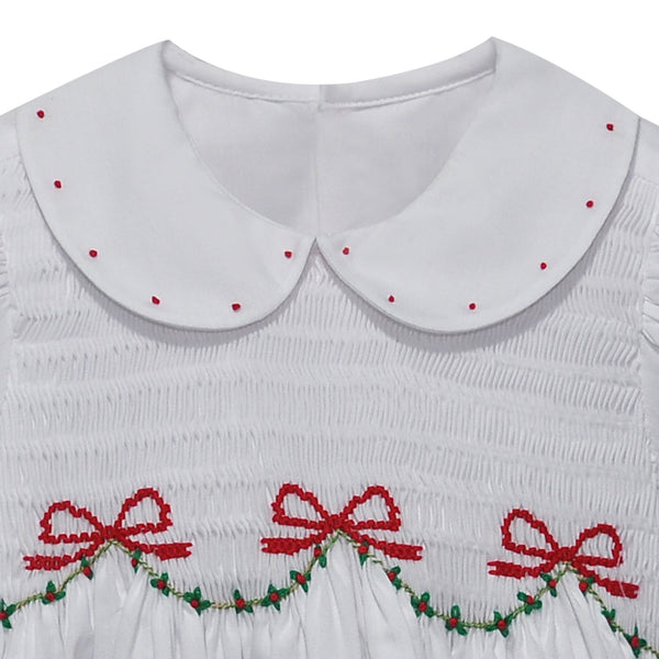 White Cate Dress - Christmas Ribbons