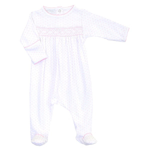 Mini Dot Essentials Smocked Footie - Pink