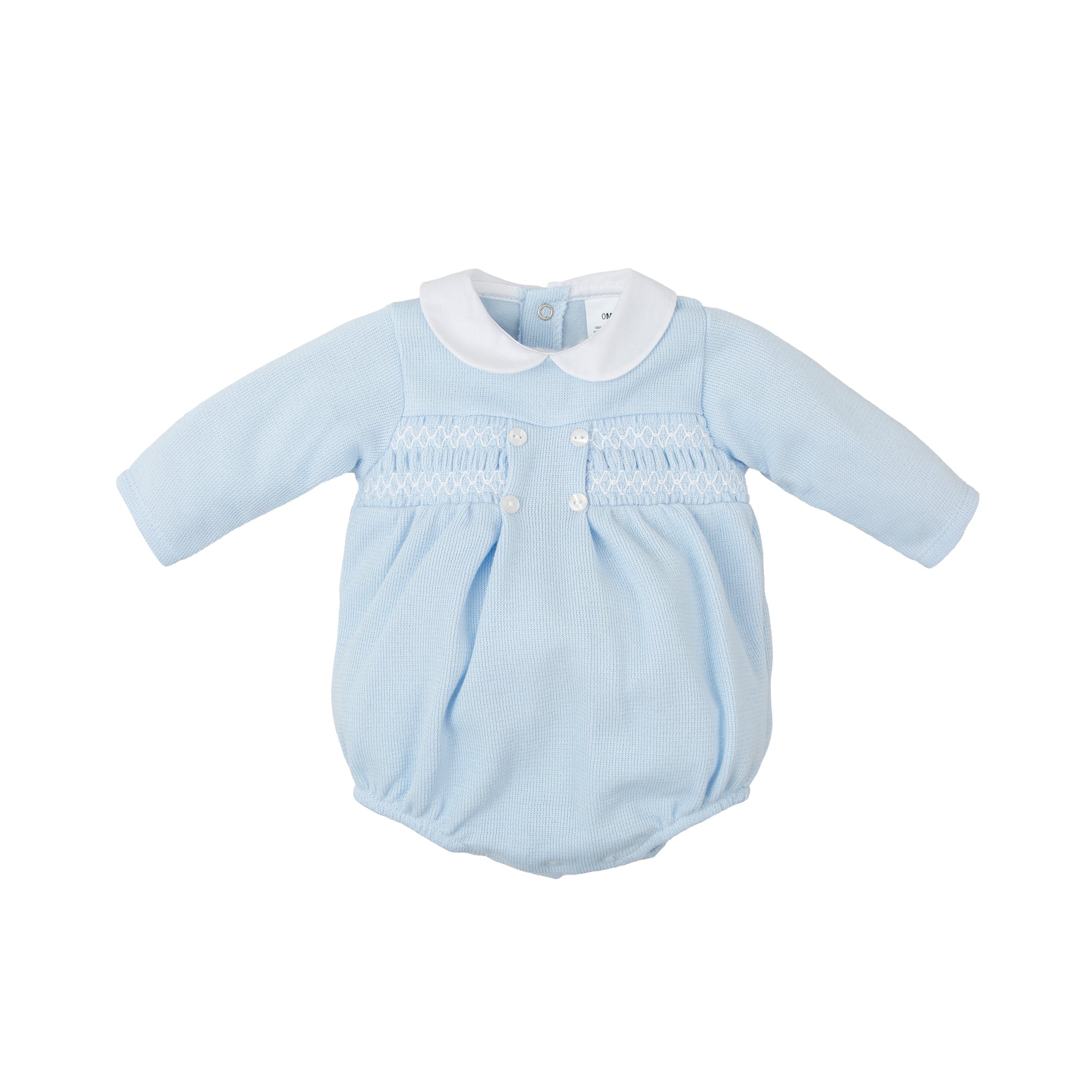 Knit Sky Blue Collared Bubble (6M)