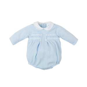 Knit Sky Blue Collared Bubble (6M)