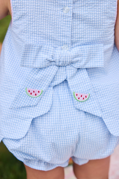 Embroidered Bow Back Watermelon Bloomer Set