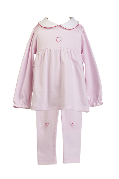Heart Embroidered Tunic Set