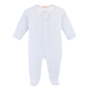 Light Blue Stripes Zipped Footie