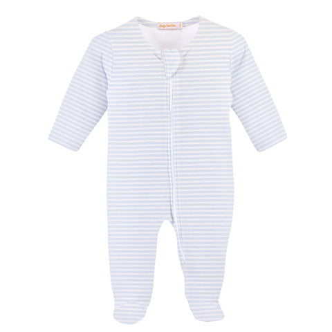 Light Blue Stripes Zipped Footie