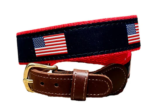 American Flag Belt on Red