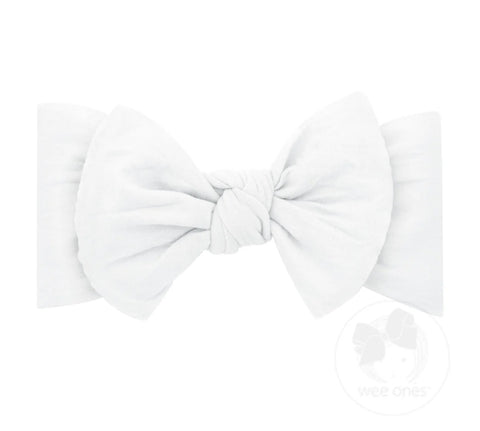 White Soft Nylon Headband w/ Nylon Bowtie