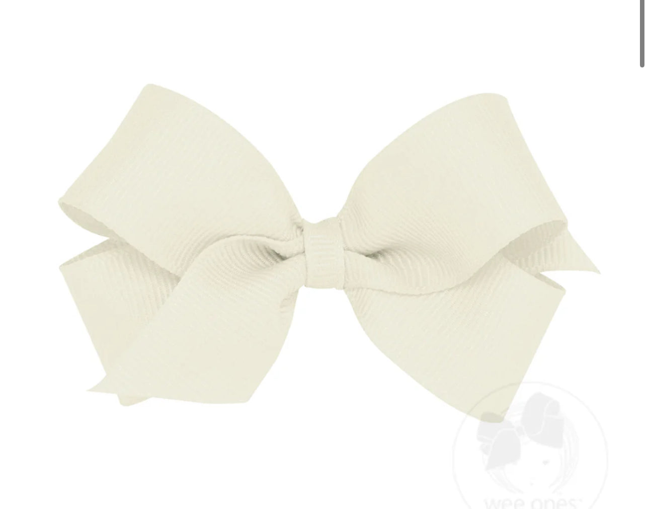 Mini Classic Grosgrain Hair Bow - Antique White