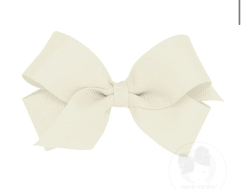 Mini Classic Grosgrain Hair Bow - Antique White