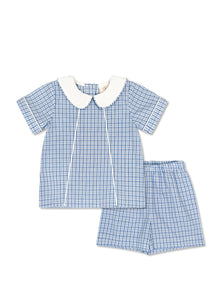 Billings Blue Plaid Shorts Set