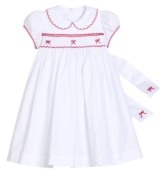 Smocked Louisa Dress - Red Bow