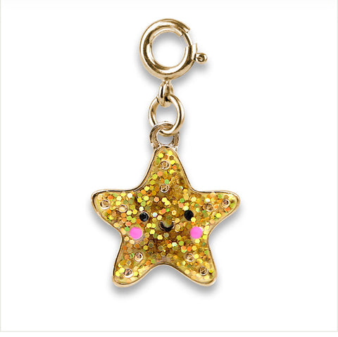 Gold Glitter Starfish Charm