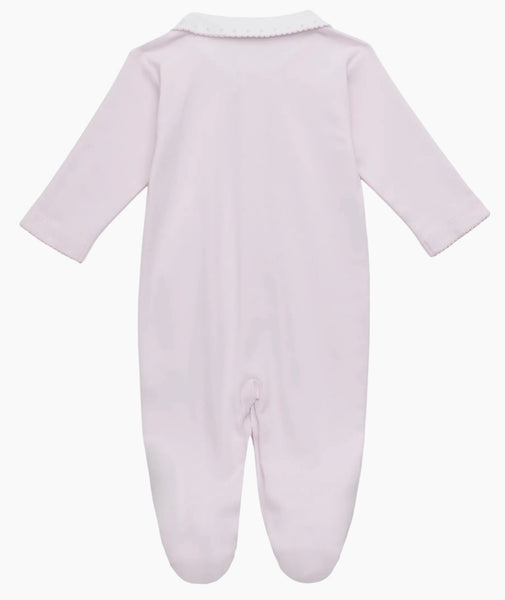 Pink Jacquard Footie w/Emb Heart Collar