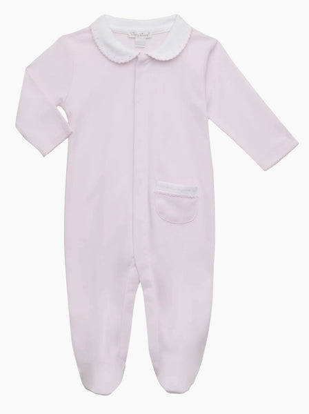 Pink Jacquard Footie w/Emb Heart Collar