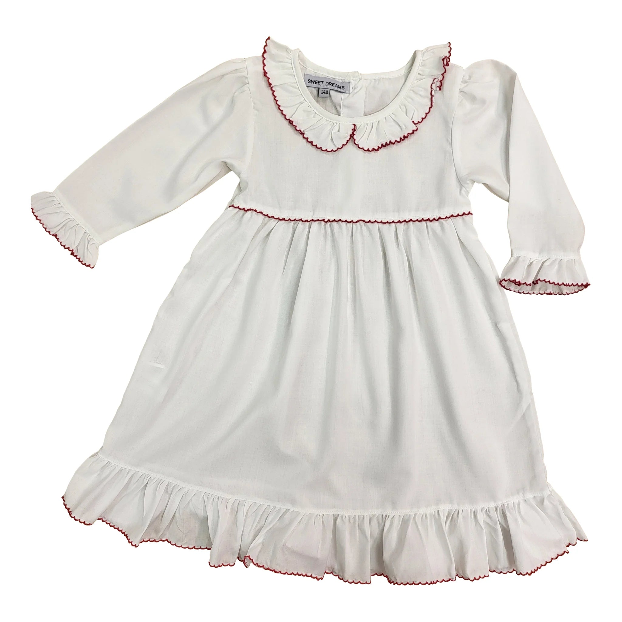 White Nightgown w/ Red Trim (24M) White Nightgown w/ Red Trim (24M)