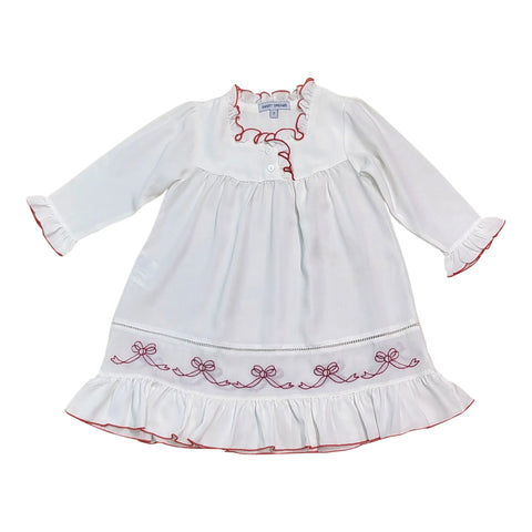 White Nightgown w/ Red Bow Embroidery