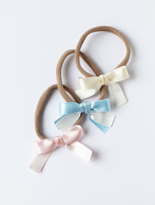 Small Double Pastel Headbands- Pink, Blue, White
