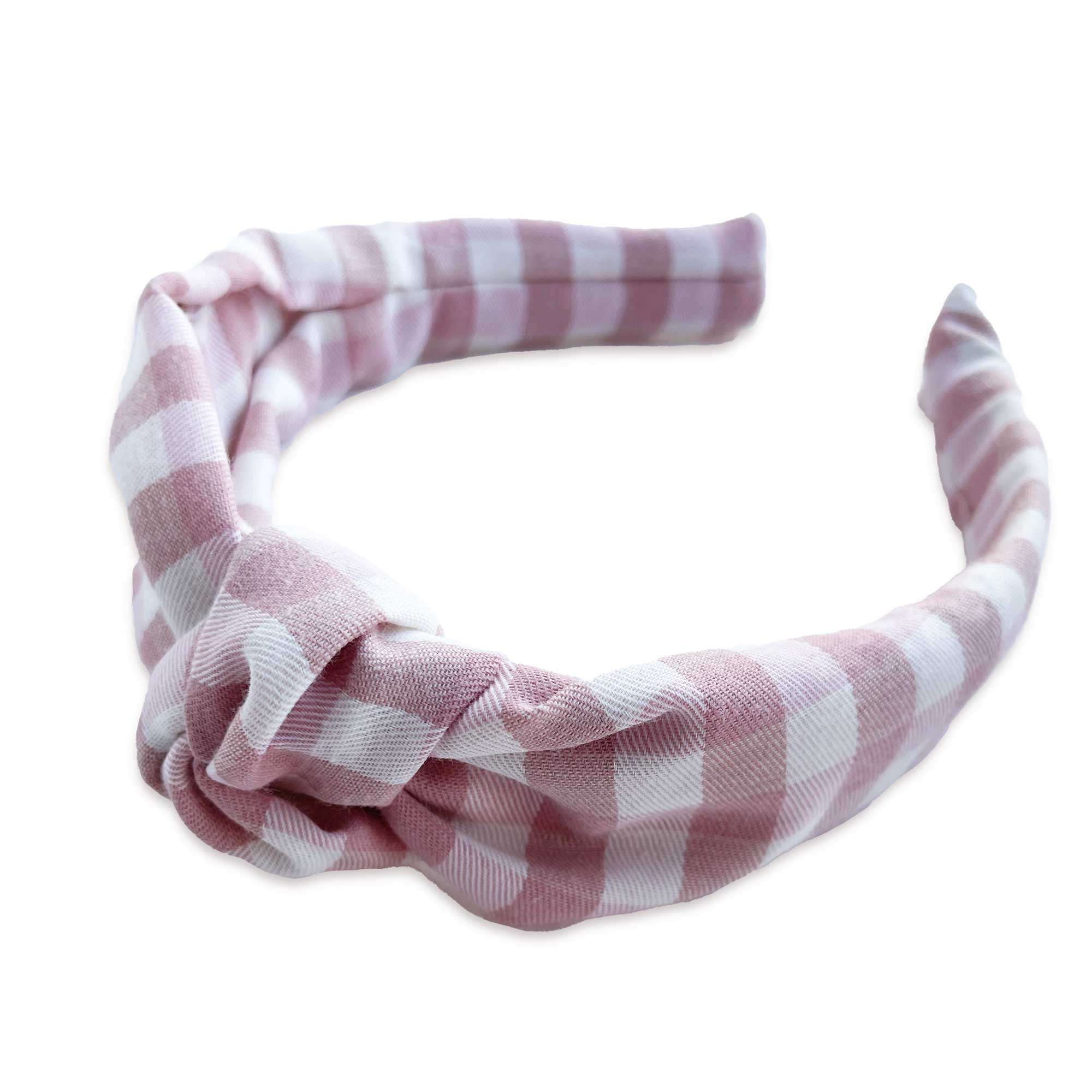 Flannel Gingham Headband - Baby Pink