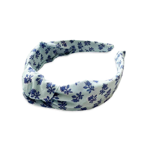 Blue Blockprint Knotted Headband