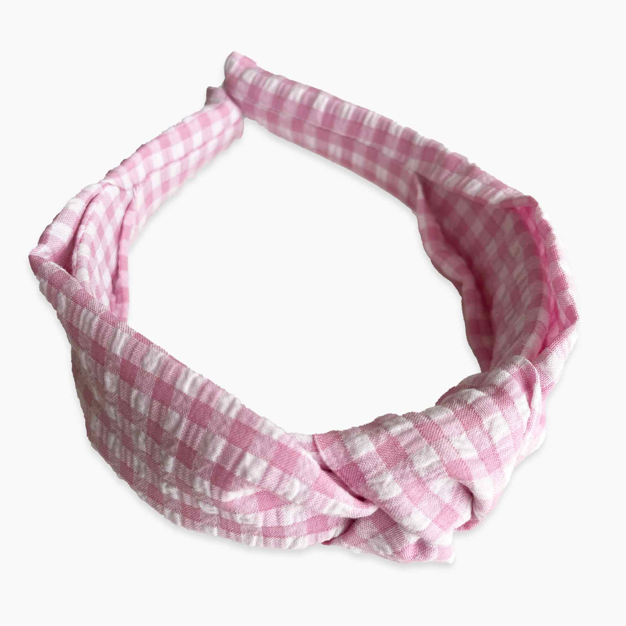 Seersucker Pink Gingham Knotted Headband