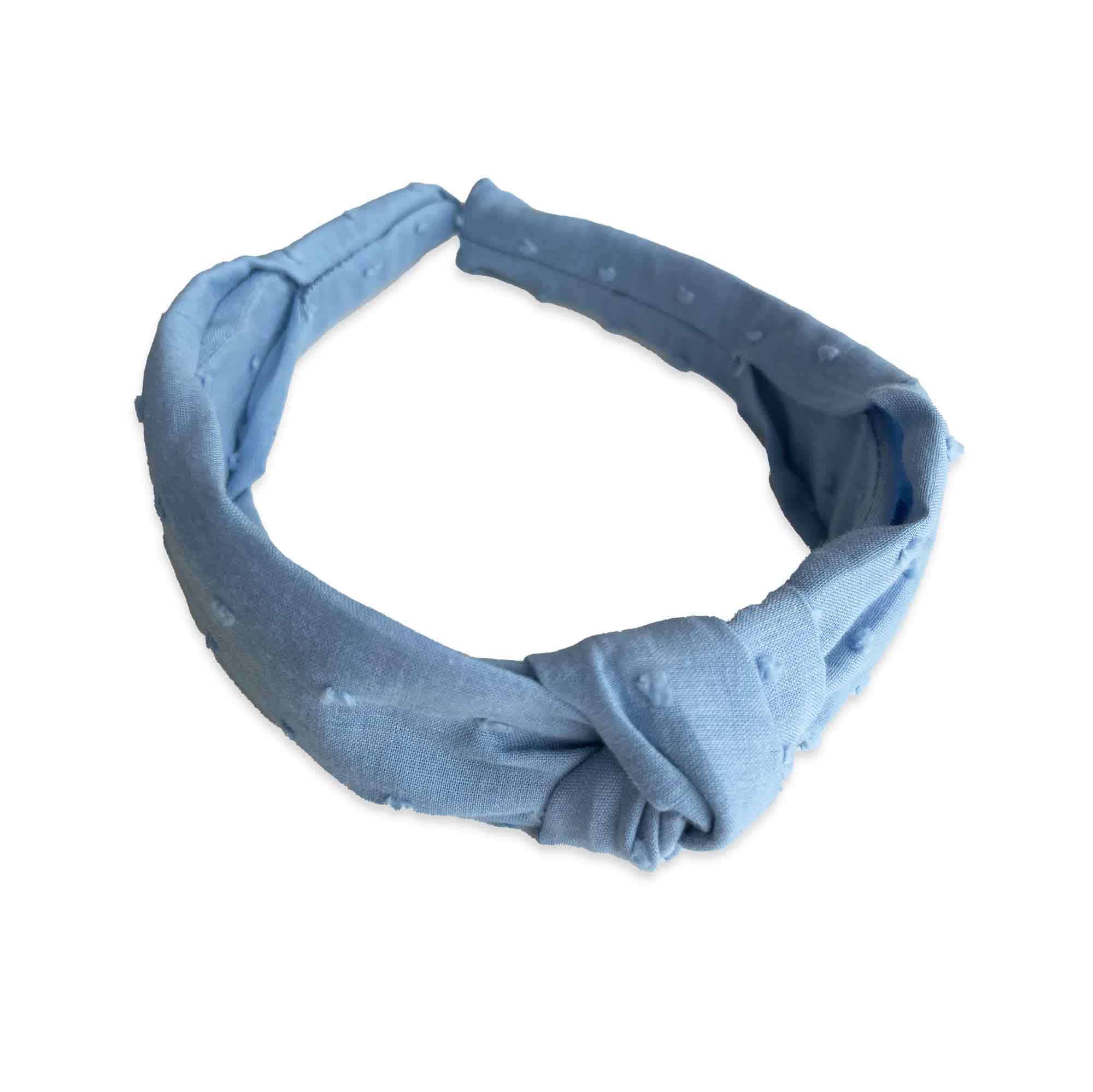 Swiss Dot Knotted Headband - French Blue
