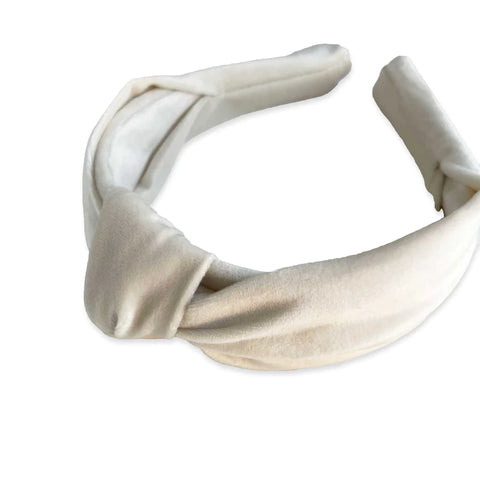Knotted Velvet Headband - Ivory