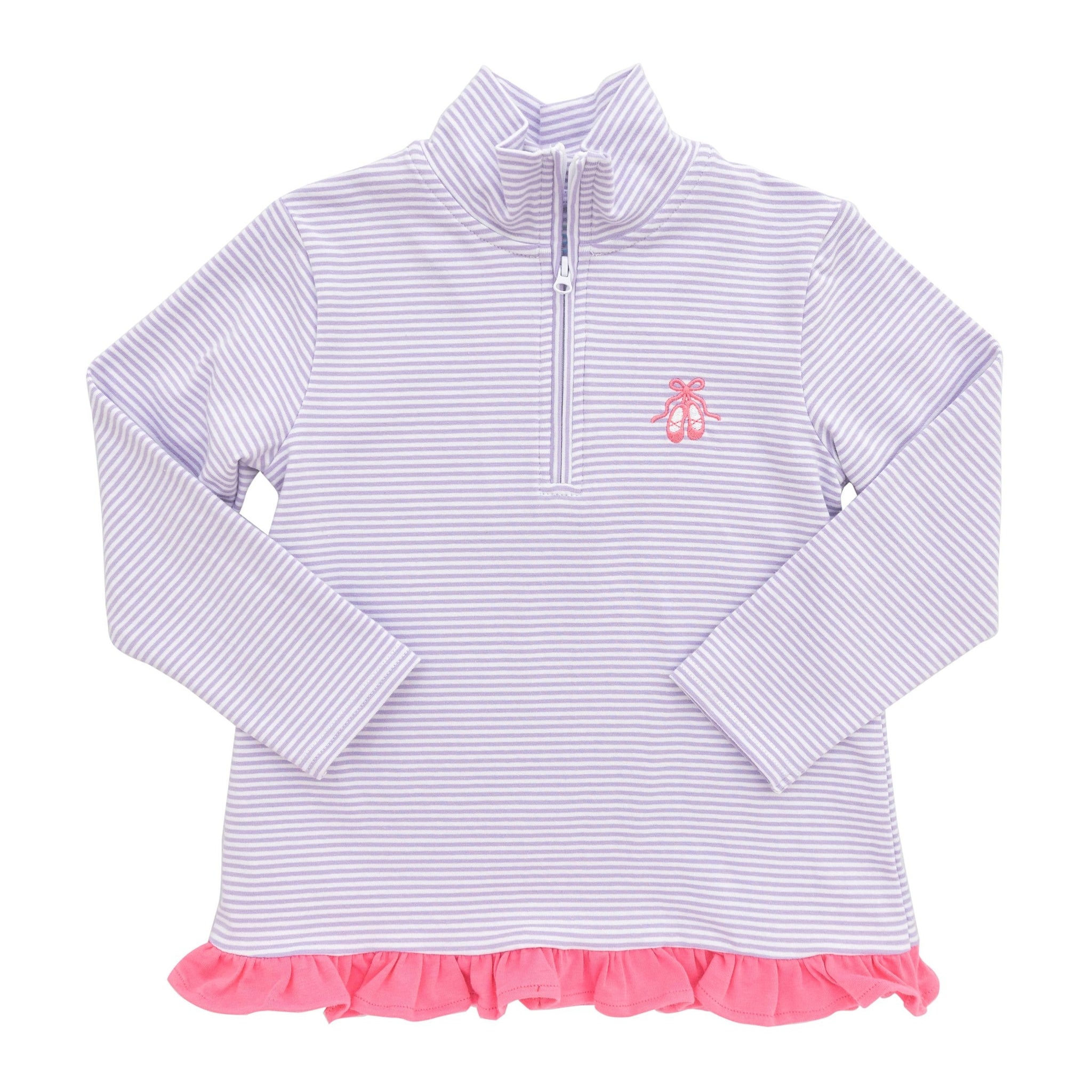 Quarter Zip Ruffle Pullover - Ballet