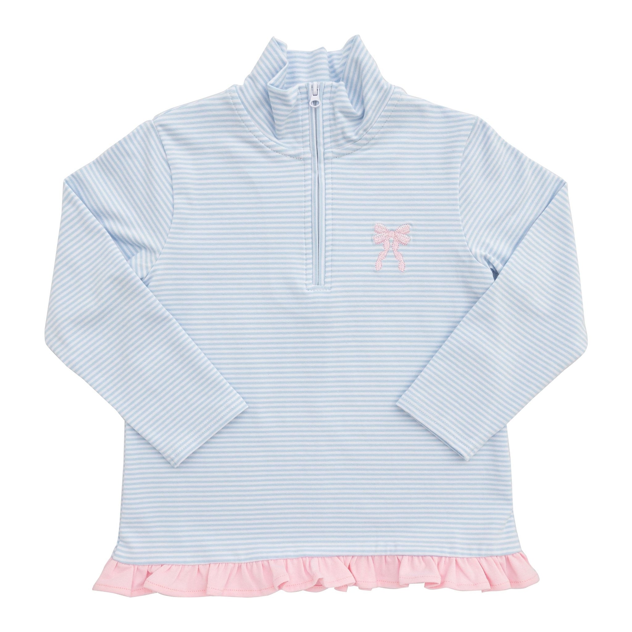 Quarter Zip Ruffle Pullover - Bow