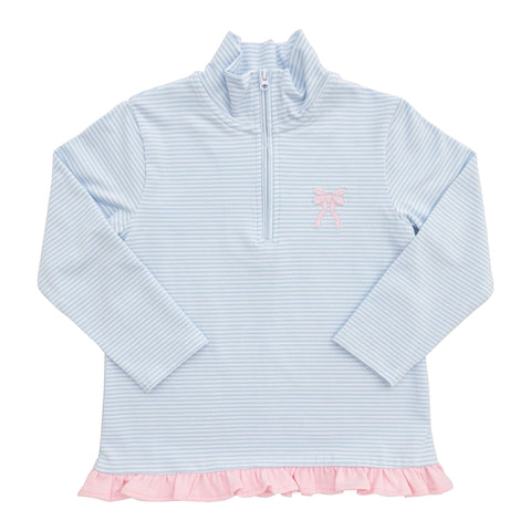 Quarter Zip Ruffle Pullover - Bow