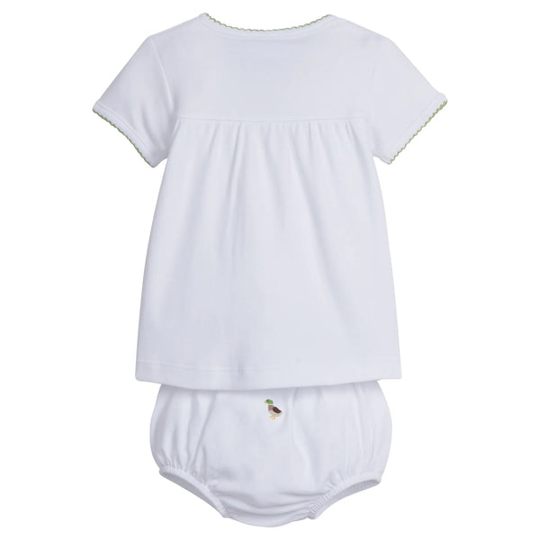 Pinpoint Layette Knit Set - Mallard