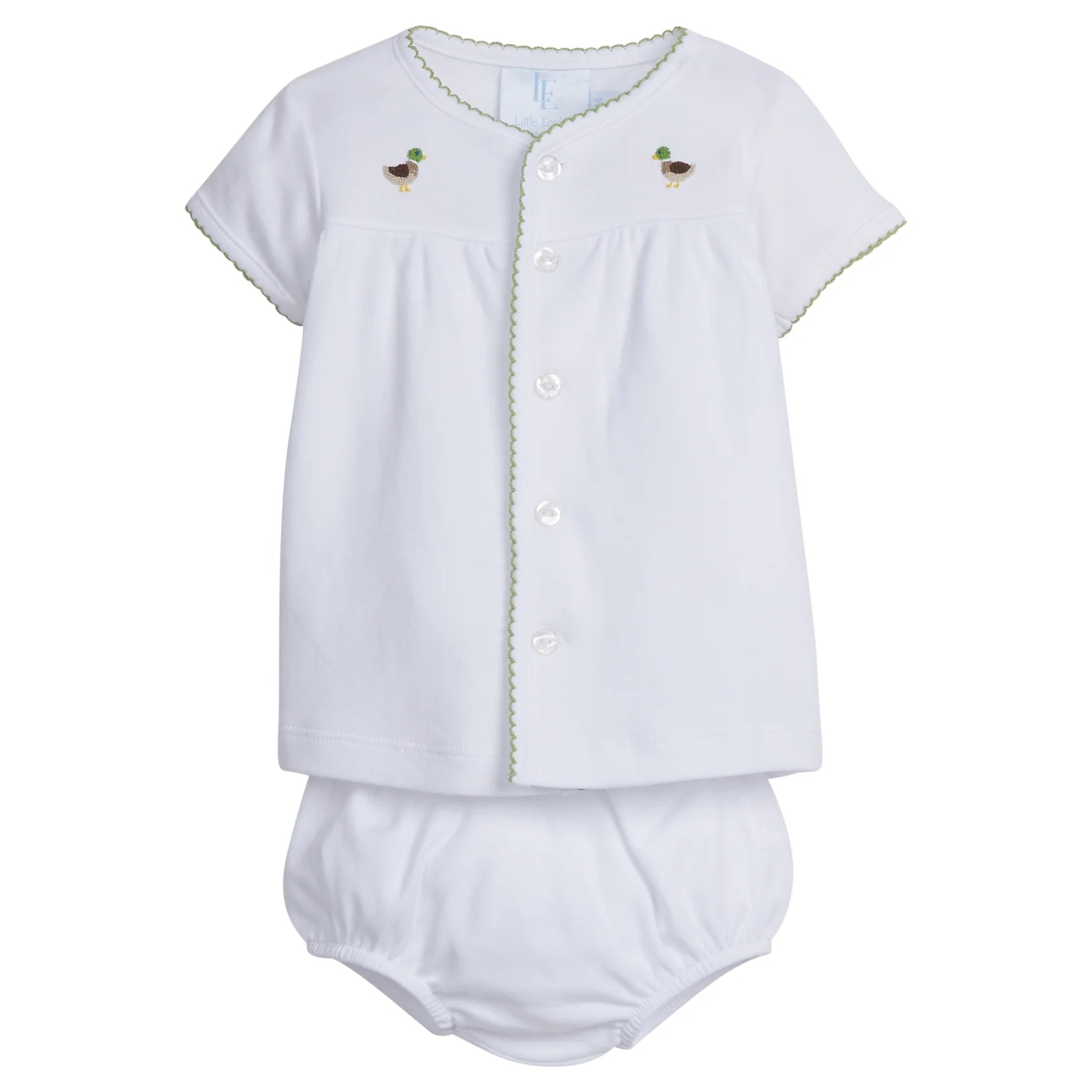 Pinpoint Layette Knit Set - Mallard