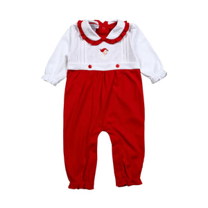 Santa Claus Girls Embroidered Romper