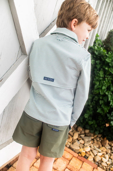 L/S Pro Performance Polo- Frosty Spruce Stripe