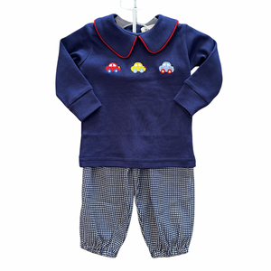 Navy Embroidered Cars Pant Set