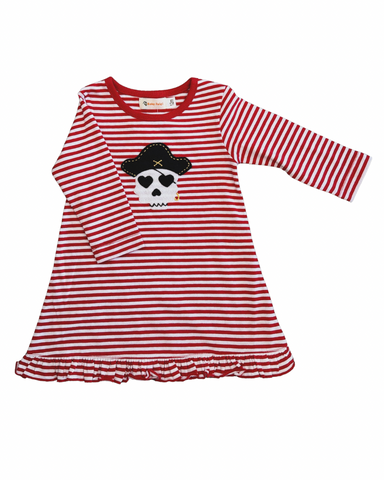 Red Striped Dress w/ Skull Applique