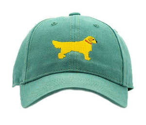 Golden Retriever on Moss Green Hat