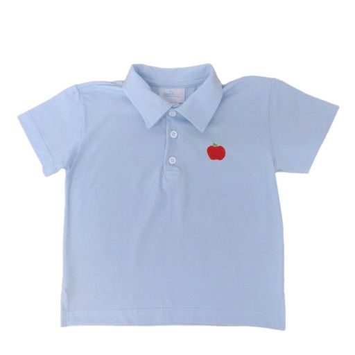 Blue Polo with Red Apple