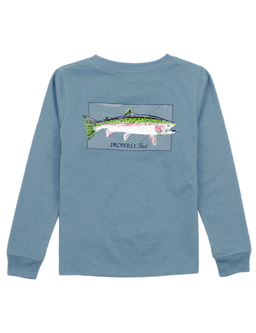 Rainbow Trout Long Sleeve Tee - Steel Blue