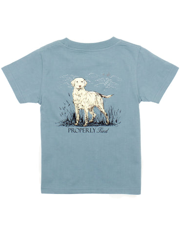 Labrador on Steel Blue Tee Shirt