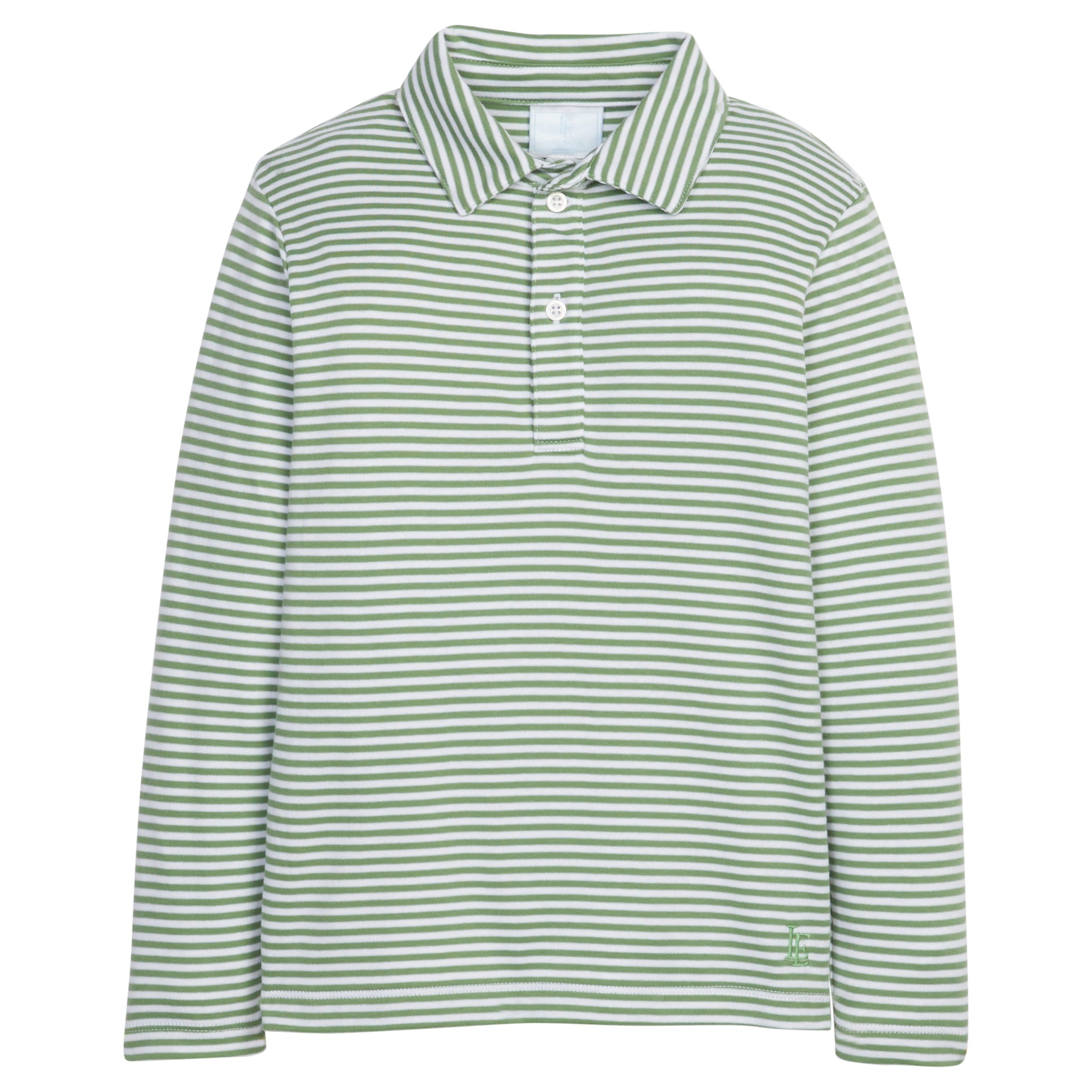 Long Sleeve Polo- Watercress Stripe