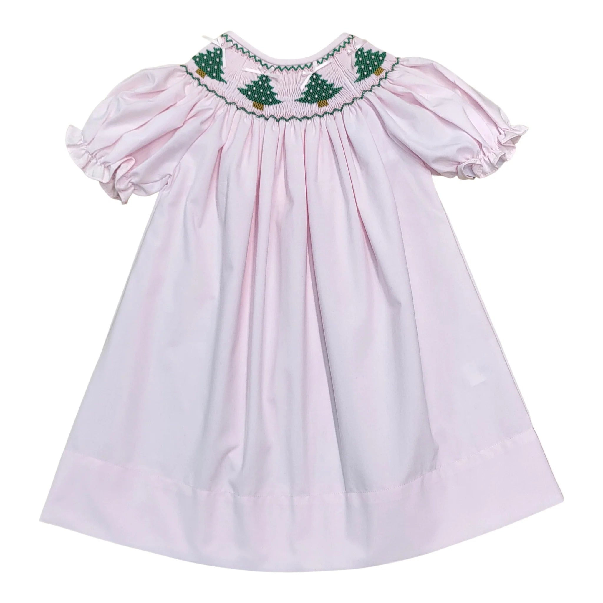 Pink Smocked Christmas Tree Dress (24M)